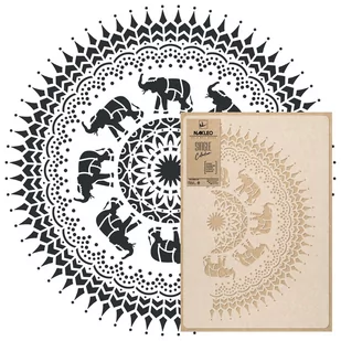 szablon malarski wielokrotny // MANDALA - SŁONIE - LARGE (średnica 89cm) - Szablony malarskie - miniaturka - grafika 2