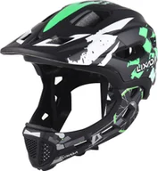 Kaski rowerowe - Dziecięcy kask rowerowy LIXADA, odpinany kask pełnotwarzowy, regulowany kask rowerowy dla dzieci, zielony - miniaturka - grafika 1