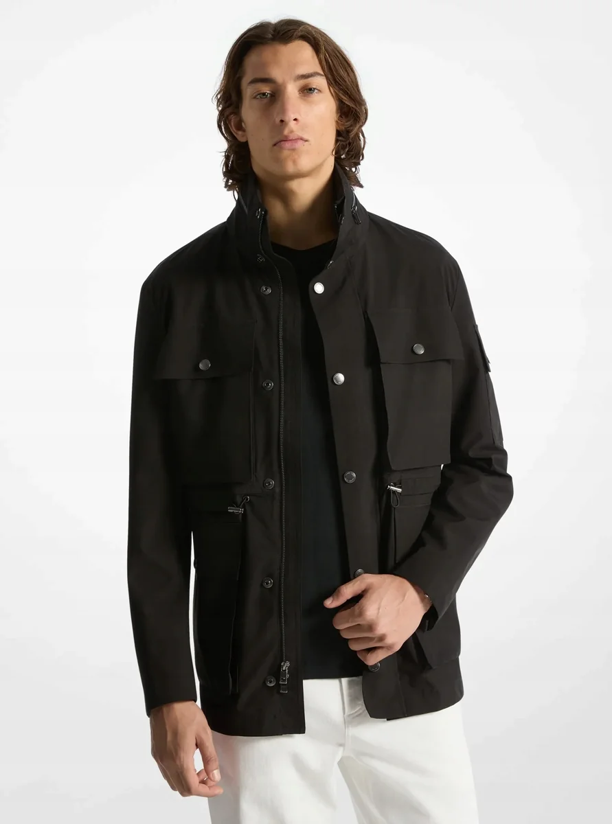 MICHAEL KORS KURTKA MĘSKA PARKA NA ZAMEK DO BIODER BEZ WZORU CZARNA XL QAA*
