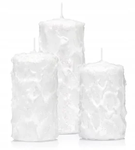 Świece białe śnieżynka zestaw 3 wysokości śr 7 cm - Świece - miniaturka - grafika 1