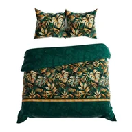 Pościel - Pościel satynowa 160x200 Selva złote liście - miniaturka - grafika 1