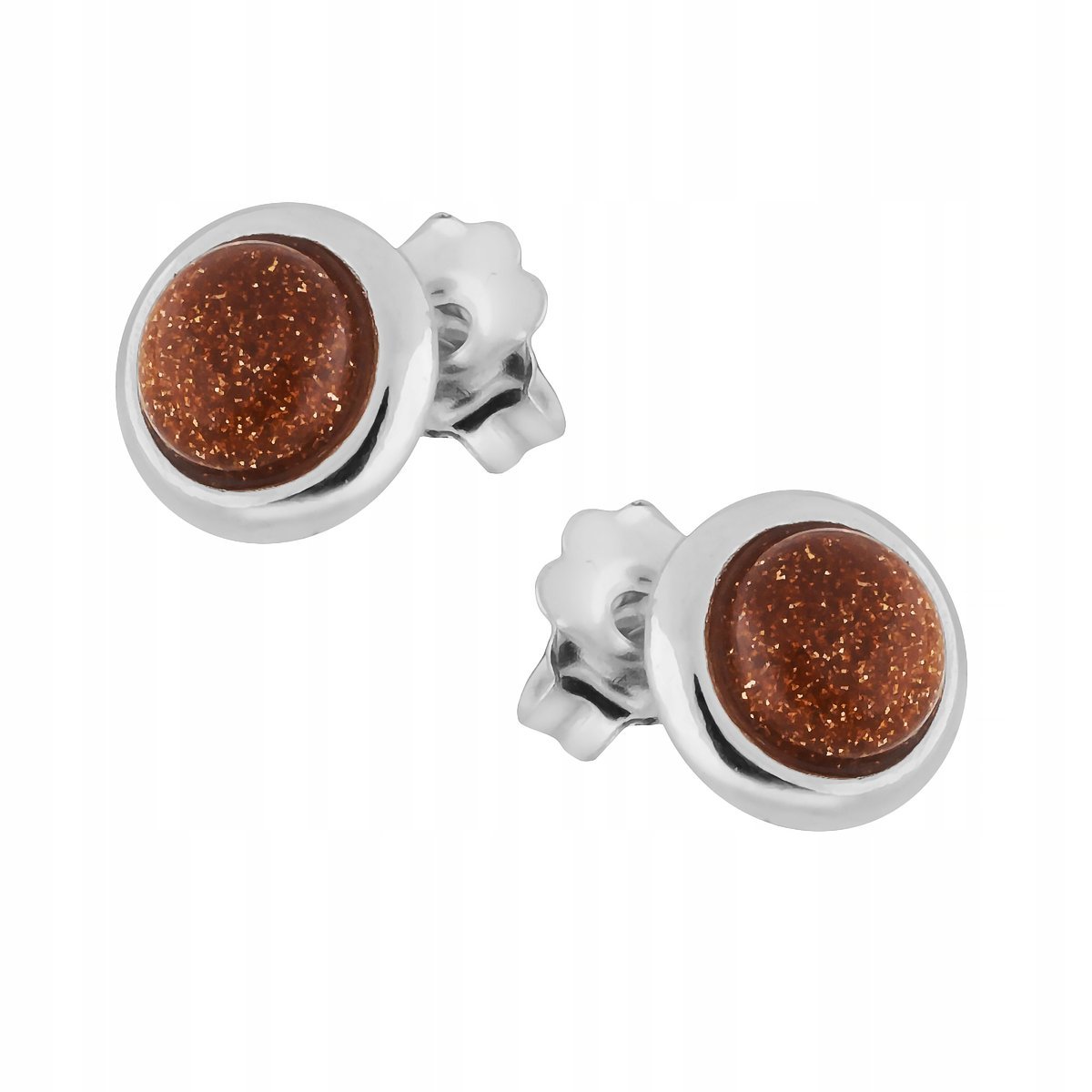 Kolczyki Srebrne pr. 925 Minimalistyczne Okrągłe na Sztyfcie Piasek Pustyni