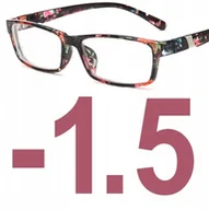 Okulary korekcyjne, oprawki, szkła - Okulary korekcyjne kujonki minusy kwiatowe -1.5 - miniaturka - grafika 1