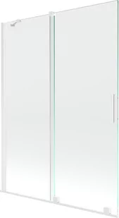 Mexen Velar parawan nawannowy 2-skrzydłowy przesuwny 130 x 150 cm, transparent, biały - 896-130-000-01-20 - Parawany nawannowe - miniaturka - grafika 1