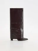 Kozaki damskie - Reserved - Skórzane kozaki z podwójną cholewką - mahoniowy - miniaturka - grafika 1