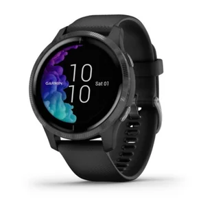 Zegarek smartwatch do biegania z GPS Garmin Venu Black - Monitory aktywności - miniaturka - grafika 1