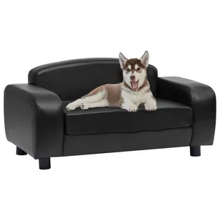 Vidaxl Sofa dla psa, czarna, 80x50x40 cm, sztuczna skóra - Legowiska dla psów - miniaturka - grafika 1