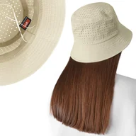 Moda i Uroda OUTLET - KAPELUSZ Letni z SIATKĄ Oddychająca Bawełna Bucket Hat BEŻOWY Pako Jeans - miniaturka - grafika 1