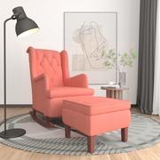 Fotele - Lumarko Fotel bujany z podnóżkiem, różowy, obity aksamitem! - miniaturka - grafika 1