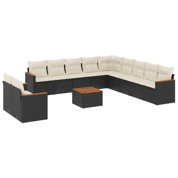 Zestaw mebli ogrodowych modułowych, czarny, rattan PE, stal, 62x62x69 cm