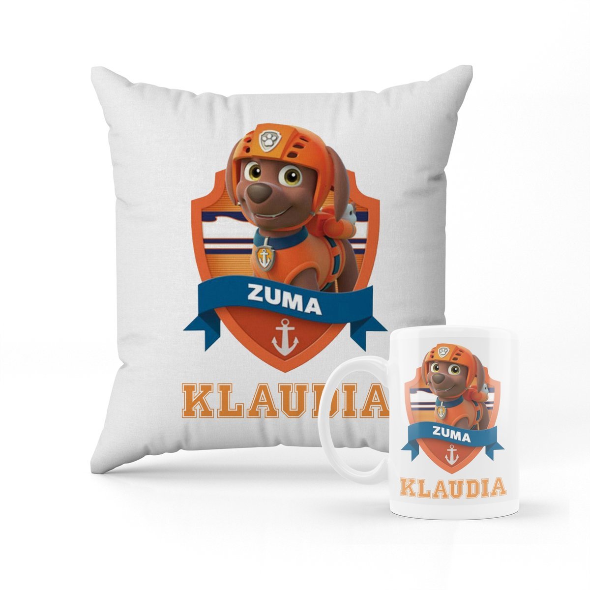 ZESTAW KUBEK + PODUSZKA PSI PATROL ZUMA + IMIĘ