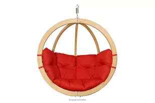 Fotel wiszący kokon drewniany czerwony HIGLO Konsimo - Fotele ogrodowe wiszące - miniaturka - grafika 1