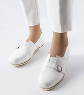 Botki damskie - Białe półbuty ze skórzana wkładką Felosa -38 - miniaturka - grafika 1