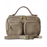 Torebki damskie - Zgrabny elegancki kuferek, listonoszka kieszonki A5 złote okucia Vera Pelle Beżowa VPMC15T - miniaturka - grafika 1