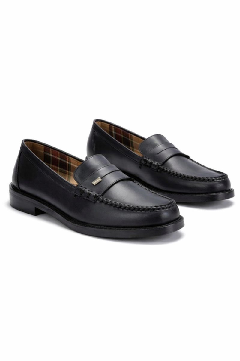 BARBOUR CZARNE MOKASYNY MĘSKIE Z NATURALNEJ SKÓRY 40 1I4A