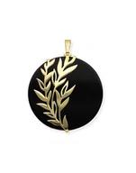 Wisiorki - Wisiorek srebrny pozłacany z kamienia onyks-koło - miniaturka - grafika 1