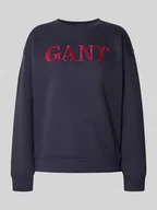 Bluzy damskie - Bluza z okrągłym dekoltem i wyhaftowanym logo - miniaturka - grafika 1