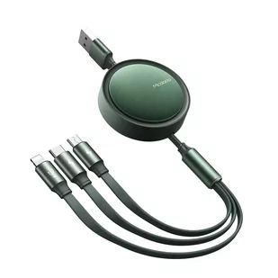 Mcdodo kabel 3w1 Retractable USB - Lightning + USB-C + microUSB 1,2 m zielony zwijany CA-7251 - Kable USB - miniaturka - grafika 1