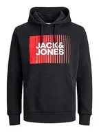 Bluzy męskie - Bestseller A/S Męska bluza z kapturem JJECORP Logo Sweat Hood Play NOOS, czarna, XXL, czarny, XXL - miniaturka - grafika 1