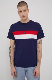 Koszulki męskie - Fila t-shirt bawełniany kolor granatowy wzorzysty - grafika 1