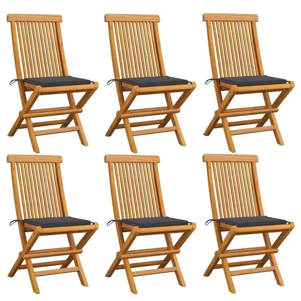 6x Krzesło Ogrodowe Z Poduszkami Zestaw Drewniane Na Taras Balkon Ogród