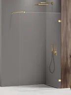 Ścianki i drzwi prysznicowe - Ścianka prysznicowa złoty połysk 80 cm szkło 8 mm EXK-7057 Avexa Gold Shine New Trendy - miniaturka - grafika 1