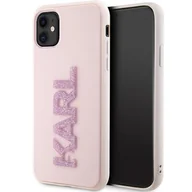 Etui i futerały do telefonów - Karl Lagerfeld KLHCN613DMBKCP iPhone 11 / Xr 6.1" różowy/pink hardcase 3D Rubber Glitter Logo - miniaturka - grafika 1
