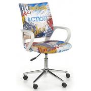 Fotele - Obrotowy fotel młodzieżowy Ator - biały w graffiti - miniaturka - grafika 1