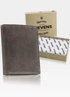 Portfele - Portfel Męski Skórzany STEVENS Ochrona RFID Brązowy - brązowy - miniaturka - grafika 1