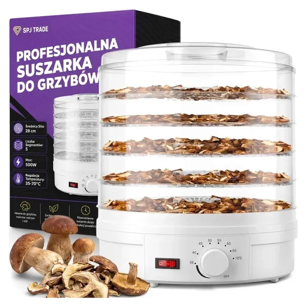 Suszarka Do Grzybów Owoców Warzyw Ziół Spożywcza Mocna 500w Duża Xxl 5 Sit