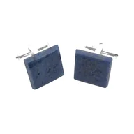 Spinki do mankietów i krawatów - Spinki do mankietów z Dumortierytem kwadratowym (S953) Srebro [925] - miniaturka - grafika 1