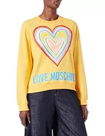 Bluzy damskie - Love Moschino Damska bluza wielokolorowa z sercem, żółty, 40 - miniaturka - grafika 1