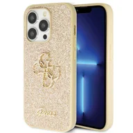 Etui i futerały do telefonów - Etui Guess GUHCP14LHG4SGD na iPhone 14 Pro - złote Glitter Script Big 4G - miniaturka - grafika 1