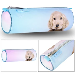 Piesek Różowo-niebieski piórnik tuba, na zamek 22x8x8cm - Piórniki - miniaturka - grafika 1