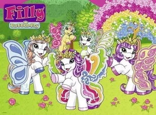 Ravensburger Puzzle 100 XXL Filly W ogrodzie Papillia - Puzzle - miniaturka - grafika 1