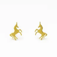 Biżuteria dla dzieci - Kolczyki Gold Unicorn Złote Jednorożce dla Dziewczynki Stal 316L Antyalergiczna Prezent dla Córki - miniaturka - grafika 1