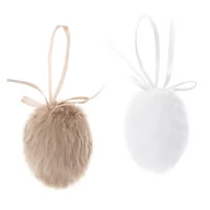 Wielkanoc - dp Craft, zawieszki futerkowe jajka 6cm naturalne 2 szt. - miniaturka - grafika 1