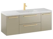 Szafki łazienkowe - Szafka Wisząca Z Umywalką RON 120 cm D - Cappuccino Mat - Uchwyty Złote Szczotkowane - miniaturka - grafika 1