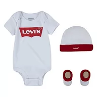 Czapki dla dzieci - Levi's Kids Classic Batwing czapka dla niemowląt bodysuit bootie zestaw 3 szt. uniseks niemowlę, biały, 0-6 miesi?cy - miniaturka - grafika 1
