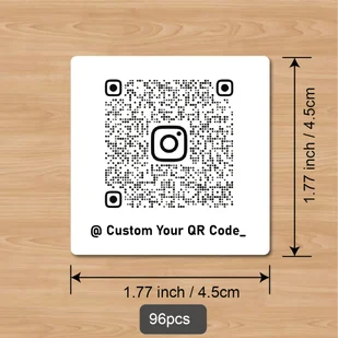 TEMU 96 sztuk niestandardowych naklejek z QR z białego PET, 1,77" kwadratowych, trwałych, z klejem z tyłu, firm, spersonalizowanego tekstu, linków do - Inne - miniaturka - grafika 1