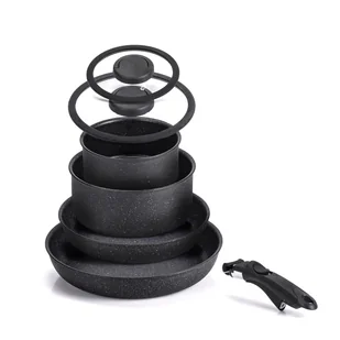 Zestaw Garnków I Patelni Moneta Etnea Minispace Aluminum 7 Elementów Czarny - Zestawy garnków i patelni - miniaturka - grafika 1