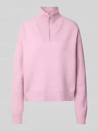 Swetry damskie - Sweter o kroju regular fit z zapinanym kołnierzem model ‘OREE’ - miniaturka - grafika 1