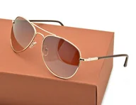 Okulary korekcyjne, oprawki, szkła - Złoto brązowe Okulary aviator przeciwsłoneczne F-272 - miniaturka - grafika 1