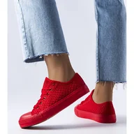 Trampki damskie - Czerwone trampki z tkaniny plecionej Thibodeau - Inna marka - miniaturka - grafika 1