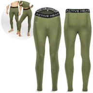 Spodnie narciarskie - Zielone spodnie termiczne unisex 4FIZJO ACTIVE HEAT - slim, rozmiar XXL - miniaturka - grafika 1