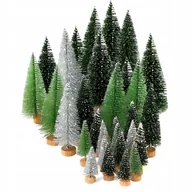 Zabawki kreatywne - ZESTAW MINIATUROWYCH CHOINEK SZTUCZNYCH Z EFEKTEM ŚNIEGU DEKORACJA OZDOBA - miniaturka - grafika 1