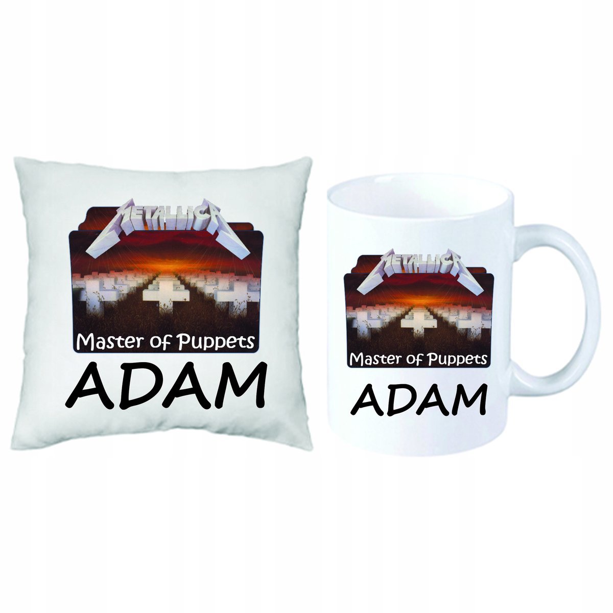 ZESTAW PREZENT PODUSZKA + KUBEK Metallica + IMIĘ