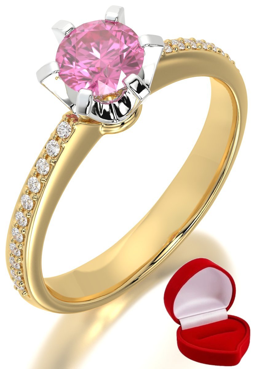 ZŁOTY PIERŚCIONEK ZARĘCZYNOWY 585 14k SZAFIR 0,50 ct + PUDEŁKO R7
