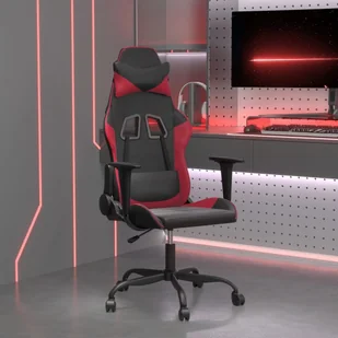vidaXL Fotel gamingowy, czarno-bordowy, sztuczna skóra - Fotele gamingowe - miniaturka - grafika 1