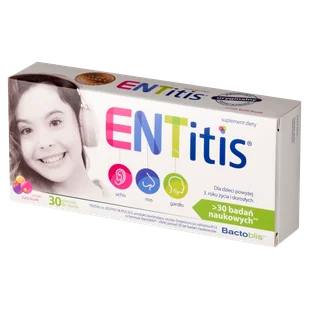 ENTitis dla dzieci po 3 roku życia, smak tutti frutti, 30 pastylek do ssania - Suplementy naturalne - miniaturka - grafika 1